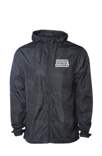 Black Camo Water Resistant Windbreaker